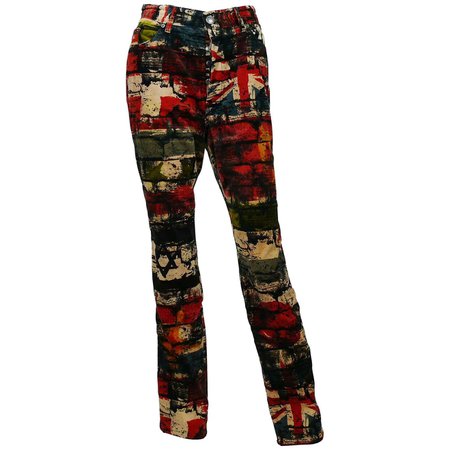 Jean Paul Gaultier Vintage Wall and Flags Print Pants Trousers at 1stDibs