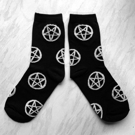Supernatural pentagram socks and charm black white witch | Etsy