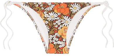 The Charlotte Floral-print Bikini Briefs - Orange