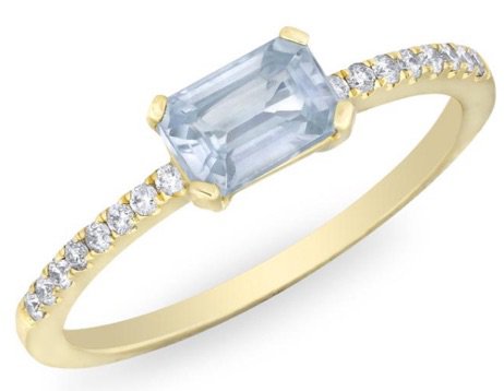 YELLOW GOLD BLUE SAPPHIRE DIAMOND MADELINE RING