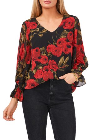 Vince Camuto Floral Print Long Sleeve Blouse | Nordstrom