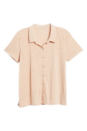 Eileen Fisher | Short Sleeve Organic Linen Button Up Blouse | Nordstrom Rack