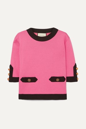Pink Two-tone silk and cotton-blend top | Gucci | NET-A-PORTER