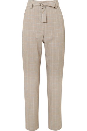 Maje | Belted checked woven tapered pants | NET-A-PORTER.COM