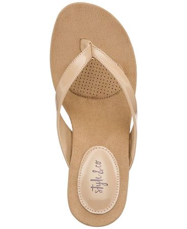 Style & Co Chicklet Wedge Thong Sandals, Created for Macy's & Reviews - Sandals - Shoes - Macy's