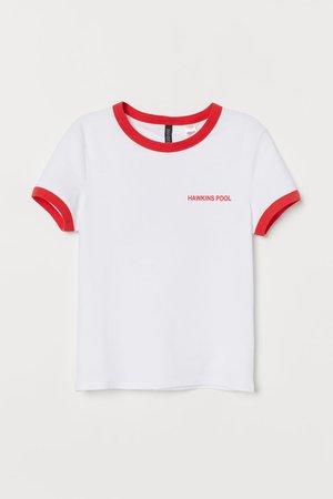 T-shirt with a motif - White/Hawkins Pool - Ladies | H&M CN