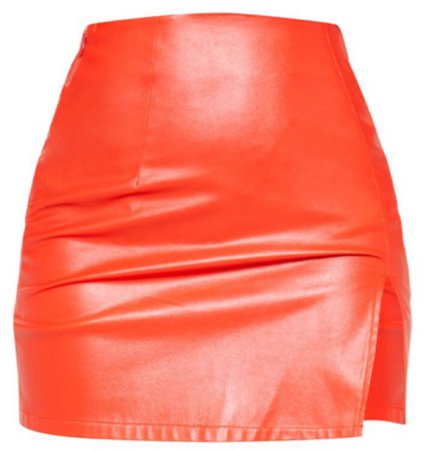 orange leather skirt