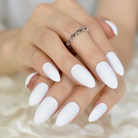 White Medium Nails