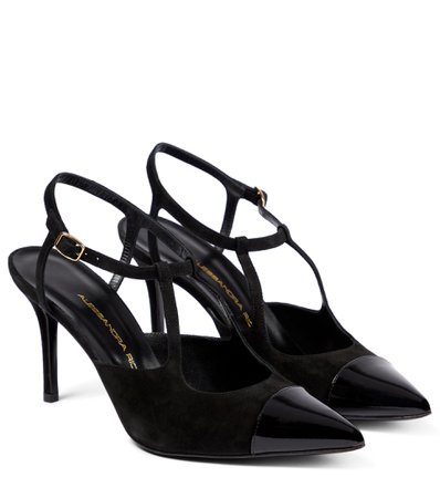 Alessandra Rich - Suede and patent leather pumps | Mytheresa