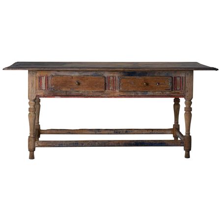 Table Swedish Rustic 19th Century Blue Red Original Paint Wood, Sweden For Sale at 1stDibs