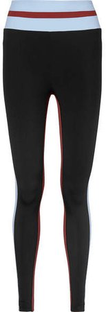 Faye Thermal Tuxedo Striped Stretch Leggings - Black