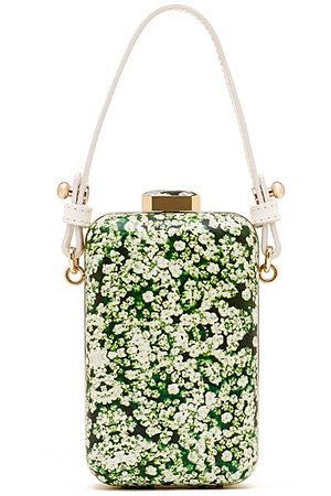 floral green white clutch bag