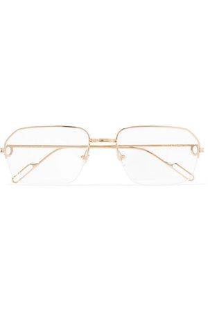 Cartier Eyewear | Square-frame gold-tone optical glasses | NET-A-PORTER.COM