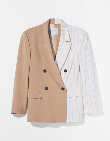 Комбинированный двухцветный блейзер приталенного кроя - Куртки и пальто - Женщина | Bershka