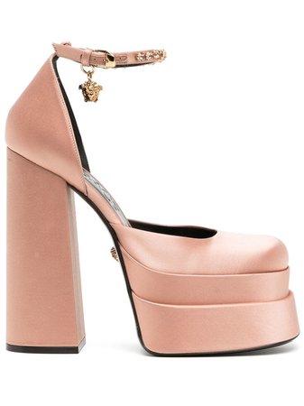 Versace satin-finish block-heel Sandals - Farfetch