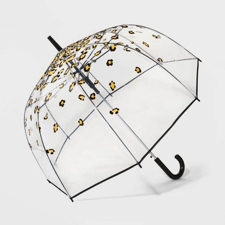 Cirra By ShedRain Women's Leopard Print Bubble Stick Umbrella - Clear : Target