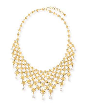 Buddha Mama 20k Mesh Bib Necklace w/ Pear-Cut Diamonds | Neiman Marcus