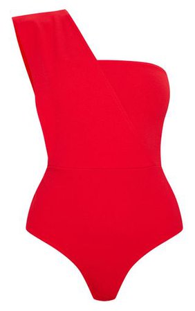Red One Shoulder Bodysuit | Tops | PrettyLittleThing
