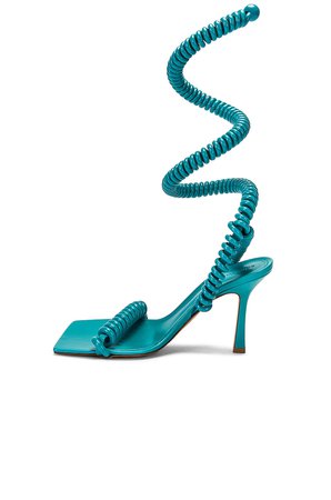 Bottega Veneta Wire Stretch Sandals in Turquoise | FWRD