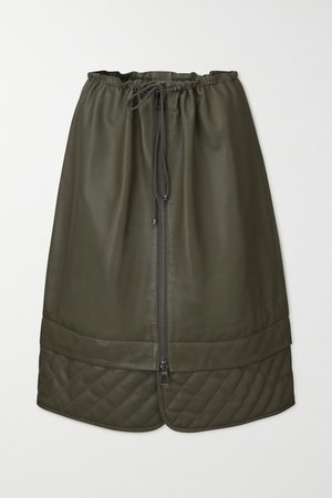 Piki Quilted Leather Skirt - Green