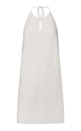 Keyhole Cutout Linen-Blend Halter Dress By Onia