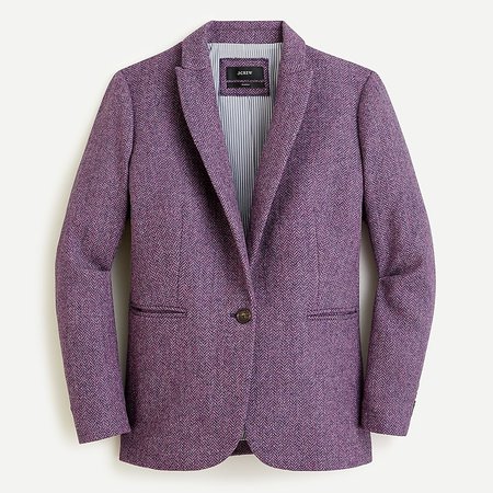 J.Crew: Parke Blazer In Purple Herringbone English Wool For Women