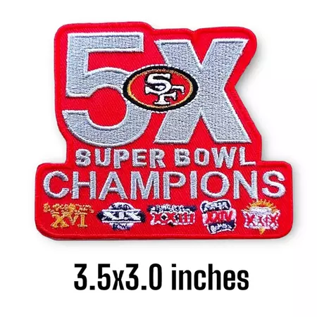 San Francisco 49ers 5x Super Bowl Champs Embroidery Iron On Patch | eBay