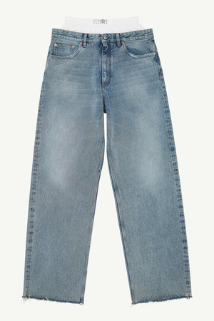 MM6 Maison Margiela | Denim Plain Cotton Wide Leg Logo Jeans