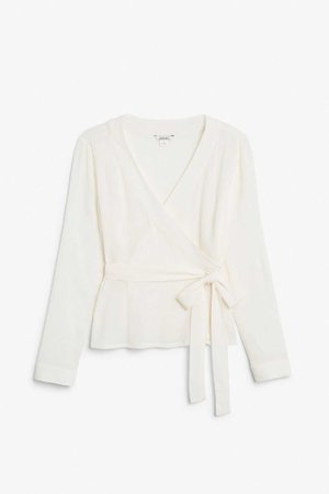 Wrap blouse - Cream white - Tops - Monki GB