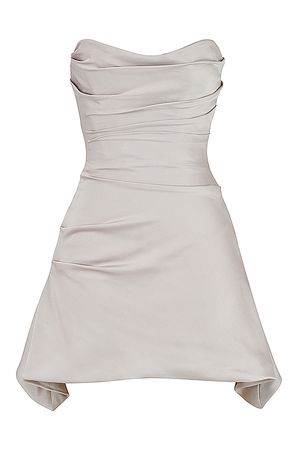 Clothing : Mini Dresses : 'Jasmine' Oyster Draped Strapless Corset Dress
