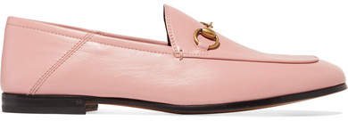 Brixton Horsebit-detailed Leather Collapsible-heel Loafers - Baby pink