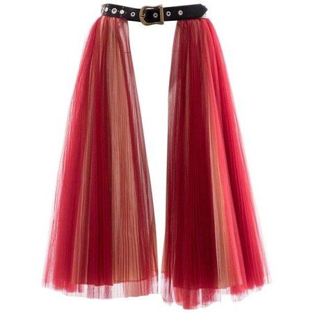 Jun Takahashi Red Tulle Silver Pleated Skirt