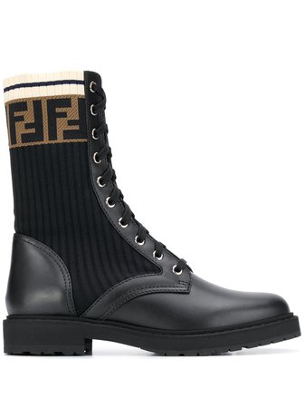 Fendi Jacquard FF Motif Military Boots - Farfetch