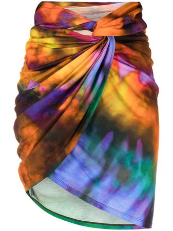The Attico tie-dye Ruched Mini Skirt - Farfetch
