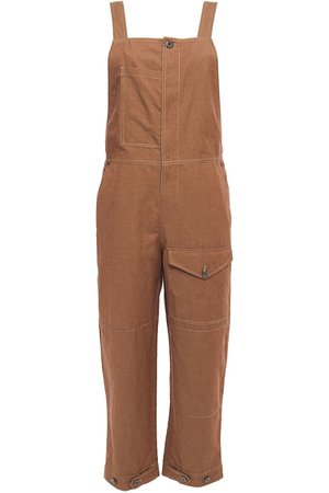 Light brown Cropped cotton and linen-blend overalls | Sale up to 70% off | THE OUTNET | BRUNELLO CUCINELLI | THE OUTNET