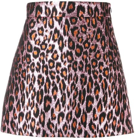 leopard brocade mini skirt