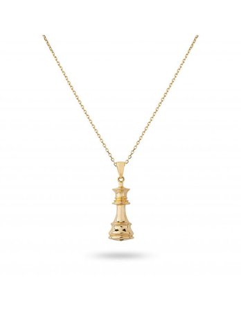 Gold Chess Queen Necklace