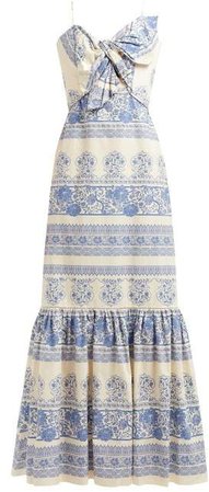 Deep Waters Floral Print Maxi Dress - Womens - Blue Multi