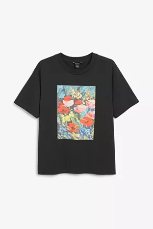 Cotton tee - Back with flowers - Monki WW