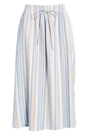 Caslon® Tie Waist Linen Blend Midi Skirt | Nordstrom