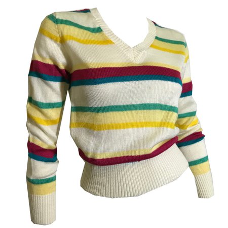 Jewel Tone Rainbow Striped Brushed Wool Blend Sweater circa 1970s – Dorothea's Closet Vintage