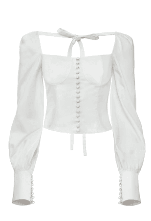ORSEUND IRIS Victorian button-embellished Pima cotton-sateen blouse