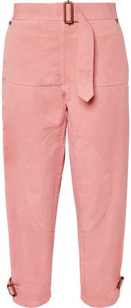 Belted Cotton-drill Pants - Pink