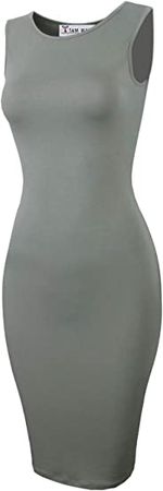 TAM WARE Women's Classic Slim Fit Scoop Neck Sleeveless Bodycon Midi Dress at Amazon Women’s Clothing store