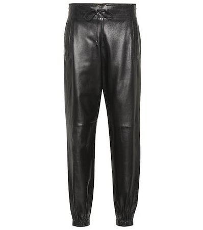 High-rise leather pants