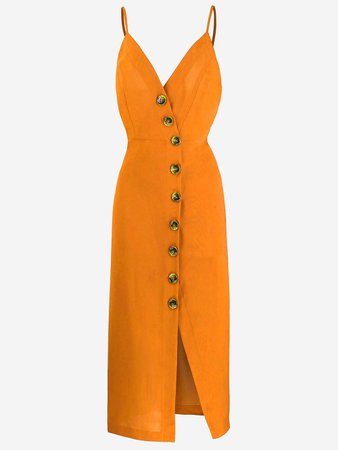 Button-Down Midi Dress In Orange - Mint Limit