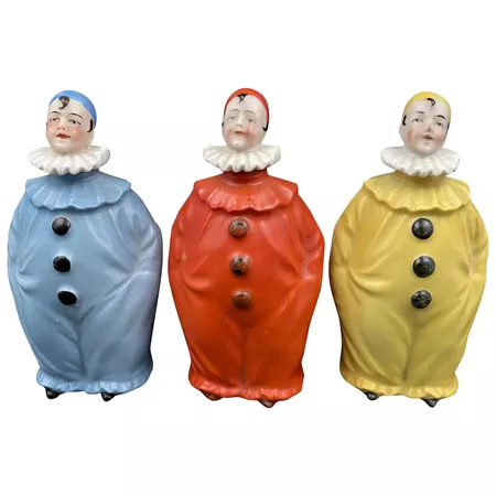 Set of L & R Germany Pierrot Clown Figurine Perfume Bottles : What Once Was | Ruby Lane
