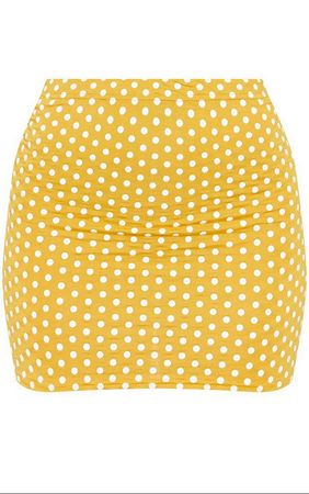 yellow polka dot mini skirt