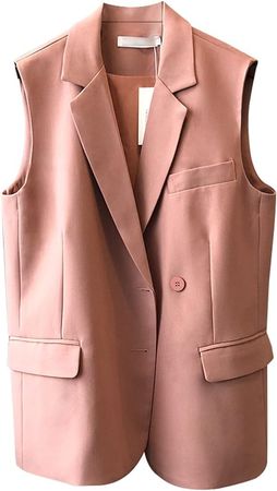 Amazon.com: Autumn Suit Vest Women's Mid-Length Korean Style Loose Shoulderless Sleeveless Vest Jacket : Clothing, Shoes & Jewelry