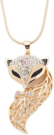 Amazon.com: Jusor Fox Crystal Long Necklaces Sweater Chain: Clothing
